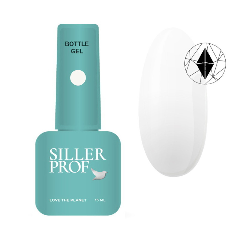 Гель Siller Professional Bottle Gel 001 з пензликом. білий. 15 мл