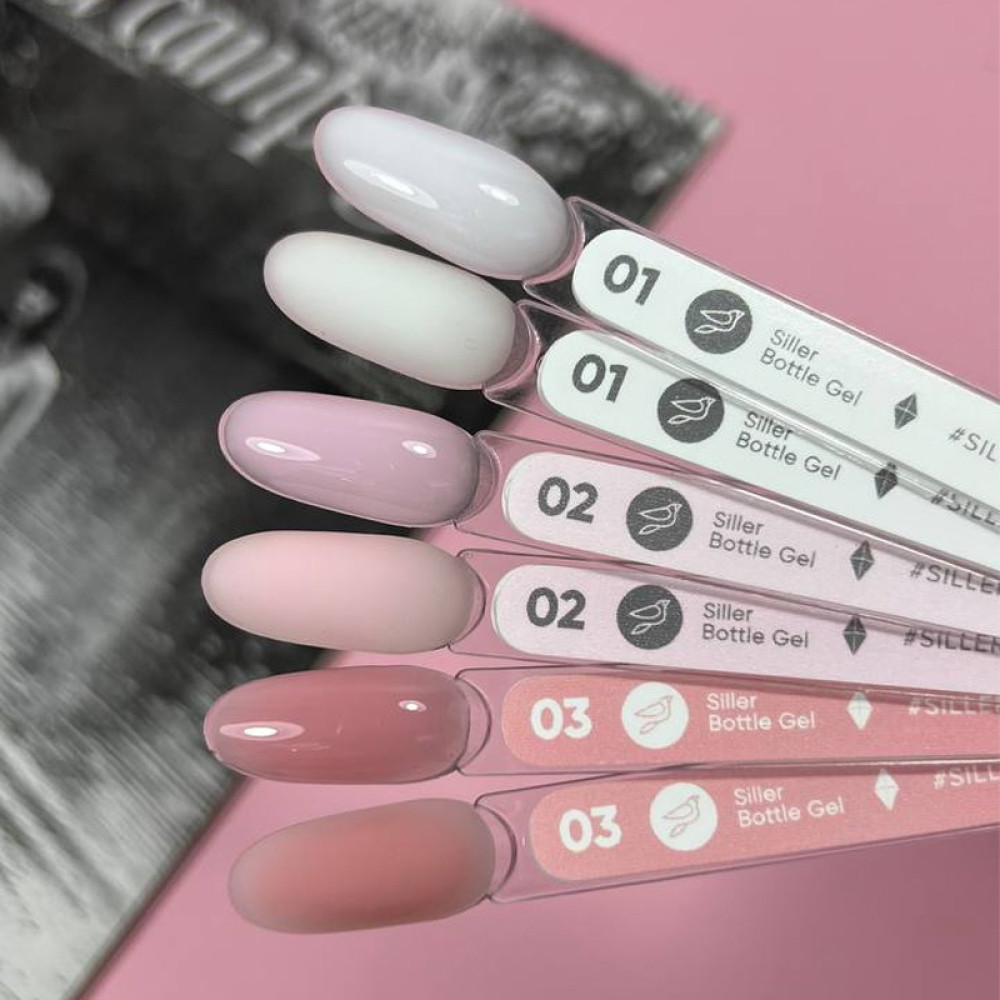 Гель Siller Professional Bottle Gel 002 з пензликом. ніжно-рожевий. 15 мл