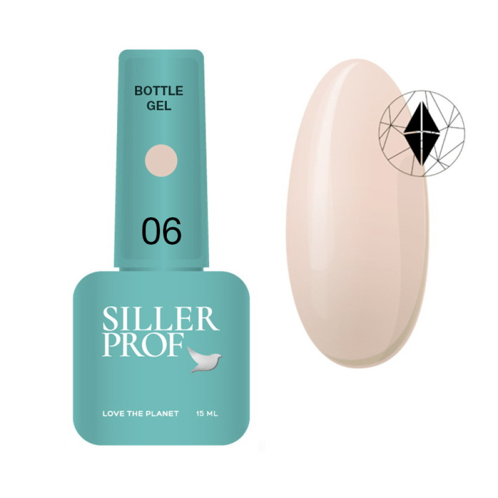 Гель Siller Professional Bottle Gel 006 з пензликом. тілесний нюд. 15 мл