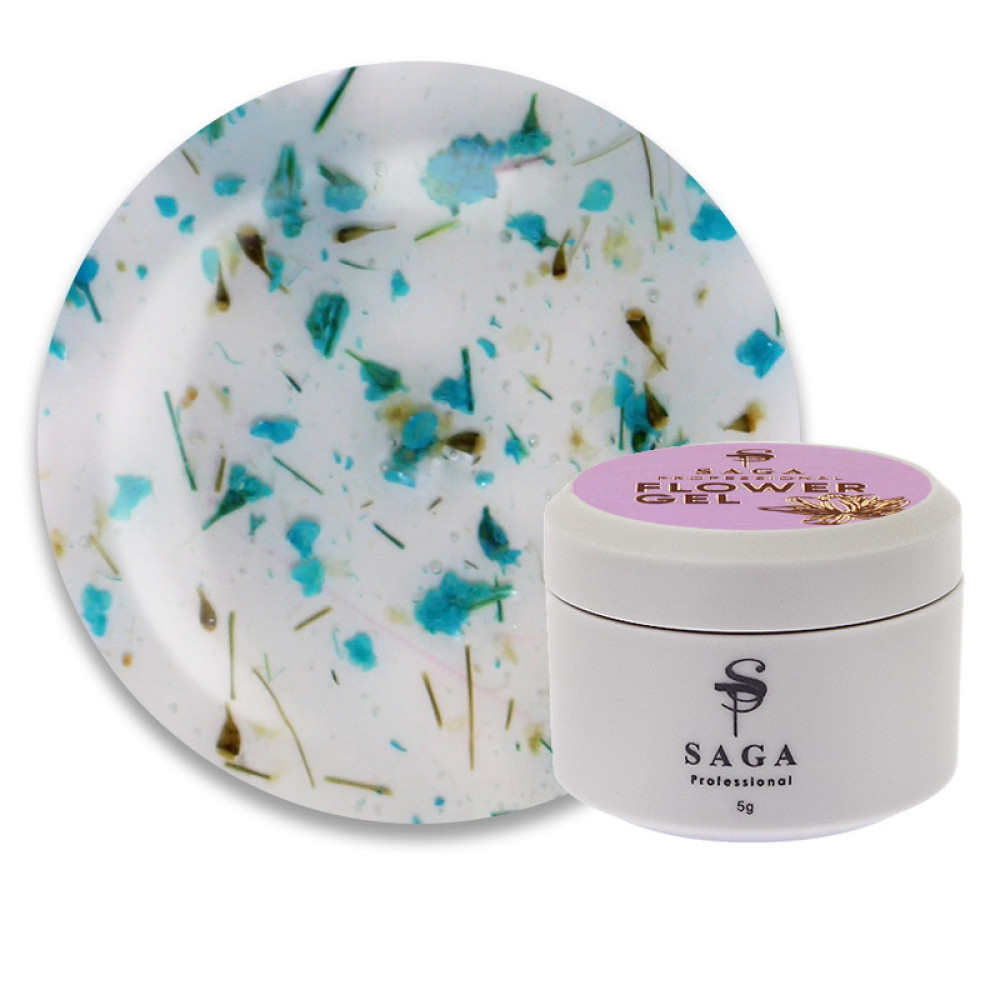 Гель Saga Professional Flower Gel 11 с сухоцветами цвет бледно-мятный 5 мл