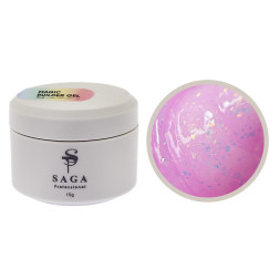 Гель для нарощування Saga Professional Magic Builder Gel 03 рожевий з кольоровими пластівцями поталі 15 мл