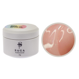 Гель для нарощування Saga Professional Magic Builder Gel 04 персиковий беж з кольоровими пластівцями поталі 15 мл