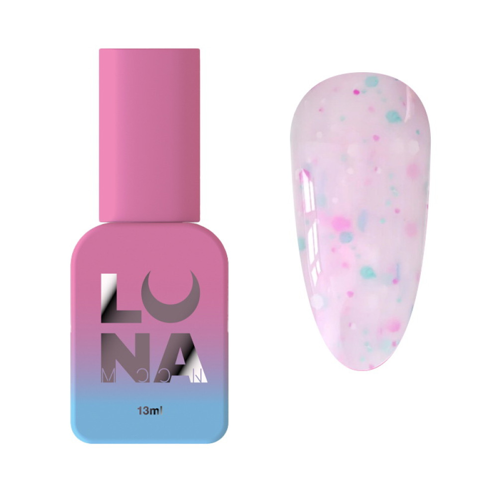 База камуфлирующая Luna Tutti Frutti Base 23. розово-молочный с разноцветными вкраплениями и фигурками. 13 мл