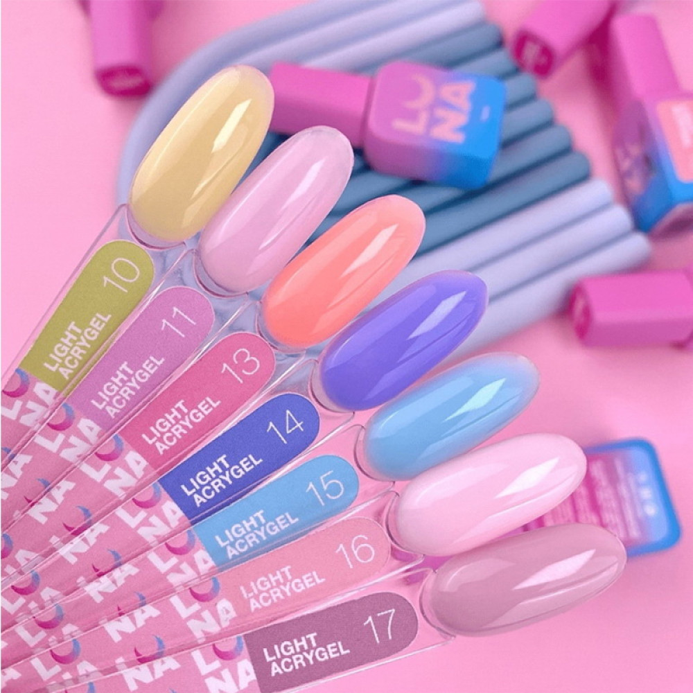 Рідкий гель Luna Light Acrygel 17 для нарощування фіолетовий беж 13 мл
