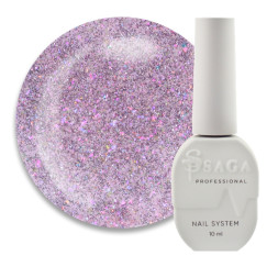 Гель-лак Saga Professional Fiery Gel 41 ніжний рожевий зі світловідбиваючими шиммерами та блискітками 10 мл