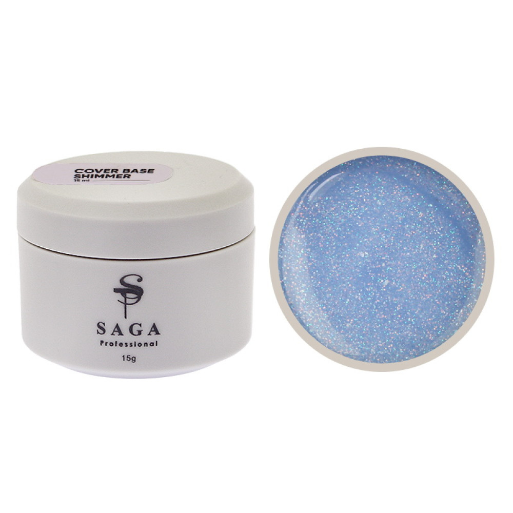 База камуфлююча Saga Professional Cover Base Shimmer 15 молочно-блакитний с шимером 15 мл
