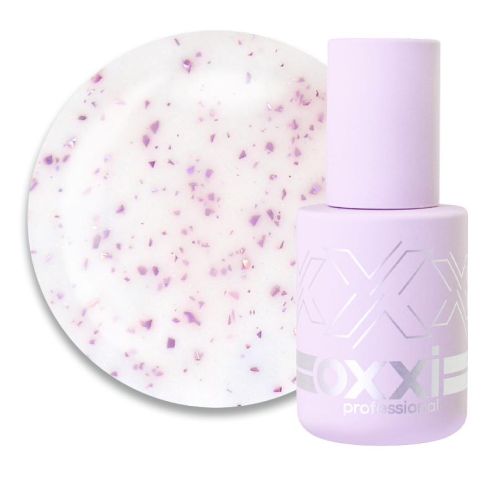 База камуфлююча Oxxi Professional Lovely Base 001. рожево-молочний з рожевою поталлю та шимером. 10 мл