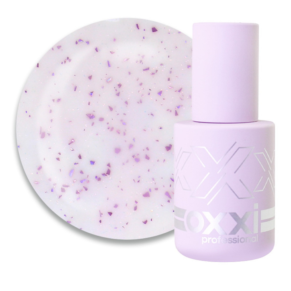 База камуфлююча Oxxi Professional Lovely Base 003. молочно-рожевий з рожевою поталлю та шимером. 10 мл