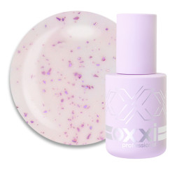 База камуфлююча Oxxi Professional Lovely Base 004. абрикосово-рожевий з рожевою поталлю та шимером. 10 мл