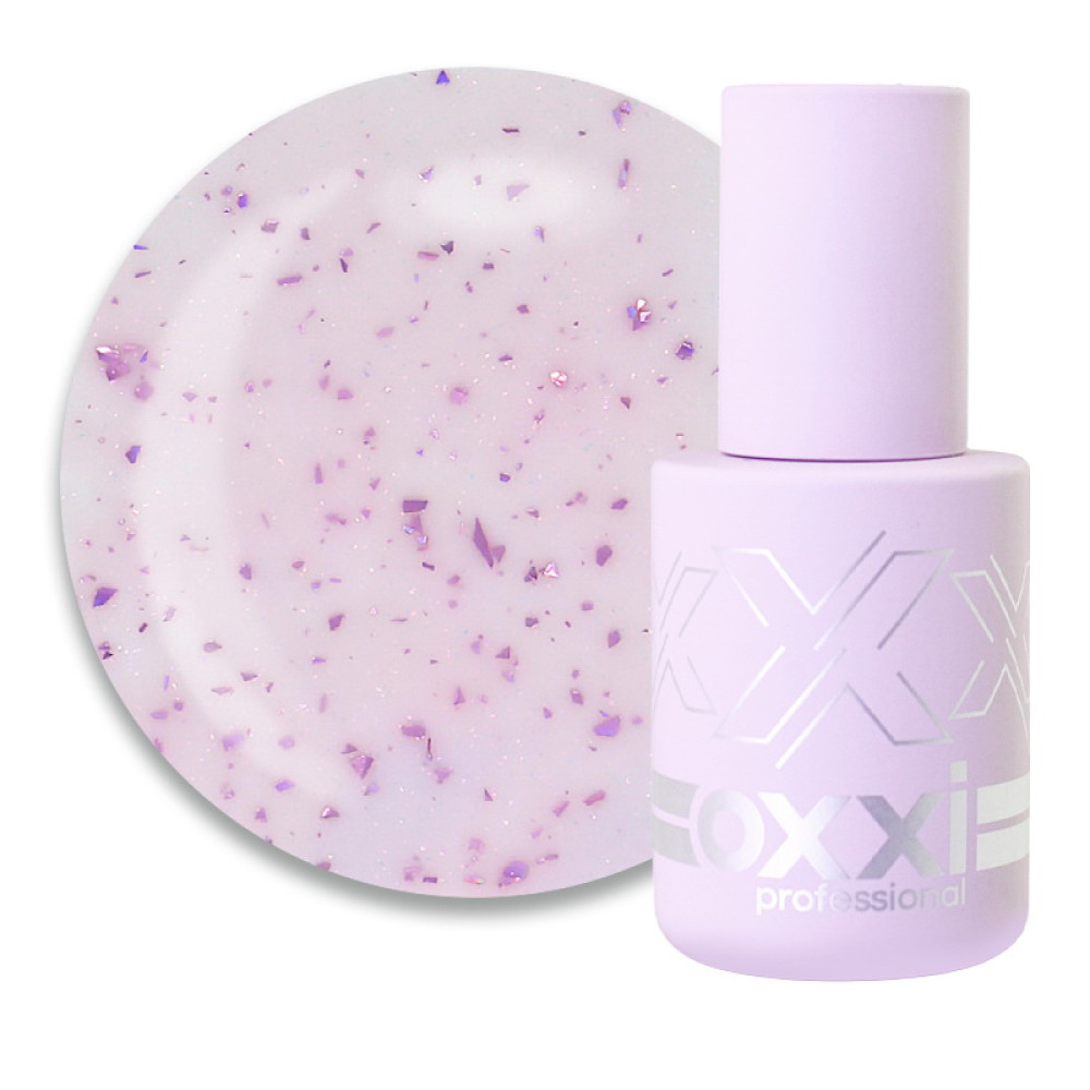 База камуфлююча Oxxi Professional Lovely Base 005. рожевий з рожевою поталлю та шимером. 10 мл
