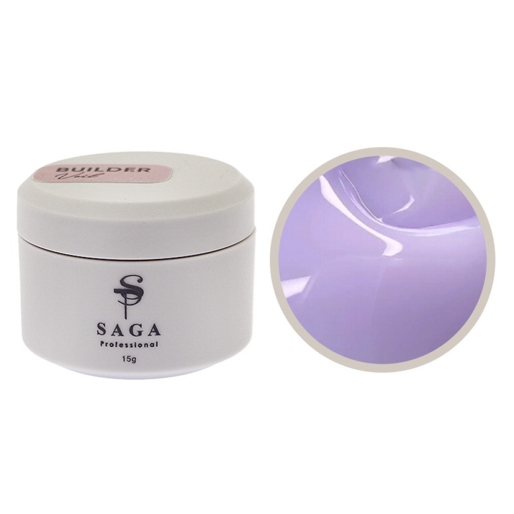Гель для нарощування Saga Professional Builder Gel Veil 16 молочний з бузковим підтоном 15 мл