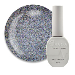 Топ для гель-лаку без липкого шару Saga Professional Top Crush 03 голографічний ефект. 9 мл