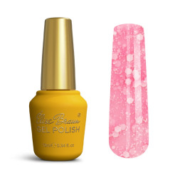 База камуфлирующая для гель-лака Elise Braun Cover Base Coat 86. розовый барби с конфетти-шестигранниками. 10 мл