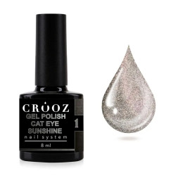 Гель-лак Crooz Cat Eye Sunshine 001 серебряный с шиммером 8 мл