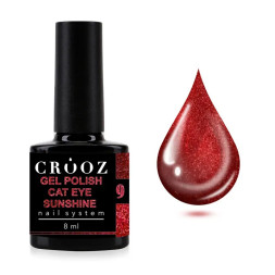 Гель-лак Crooz Cat Eye Sunshine 009 малиново-вишневый сироп с шиммером 8 мл