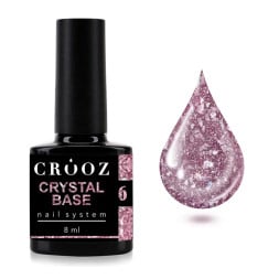База світловідбиваюча Crooz Crystal Base 06 мякий бузково-рожевий з блискітками та шимерами 8 мл База світловідбиваюча Crooz Crystal Base 06 мякий бузково-рожевий з блискітками та шимерами 8 мл