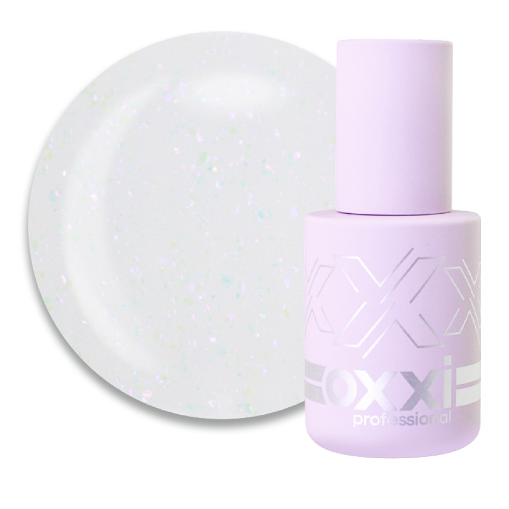 База камуфлирующая для гель-лака Oxxi Professional Sharm Cover Base Coat 003 прозрачно-молочный с розово-сиреневыми шиммерами. 10