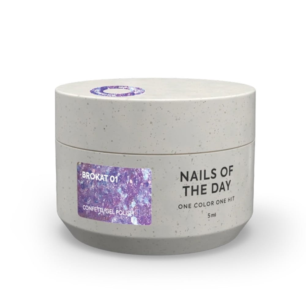 Гель для дизайну Nails Of The Night Brokat Gel 01 ліловий з брокатом та глітером 5 мл