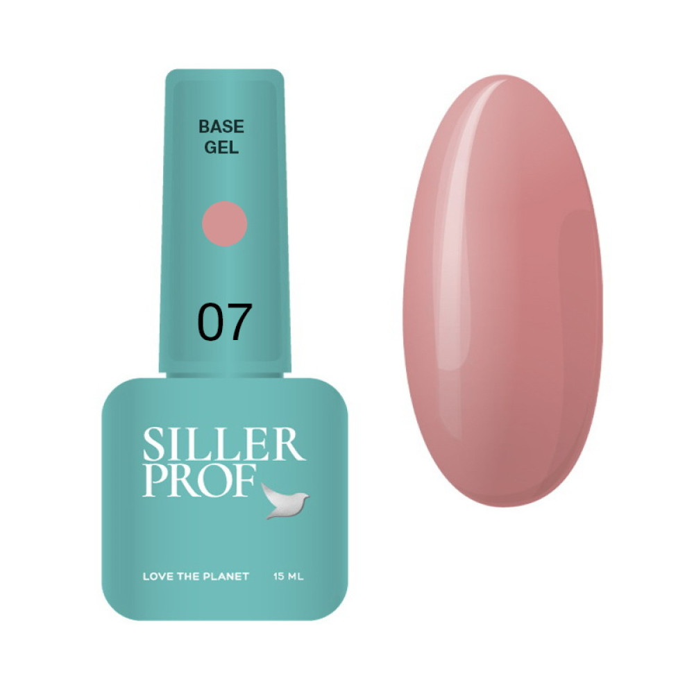 База Siller Professional Gel Base 007 для зміцнення нігтів з пензликом м’який персиковий 15 мл