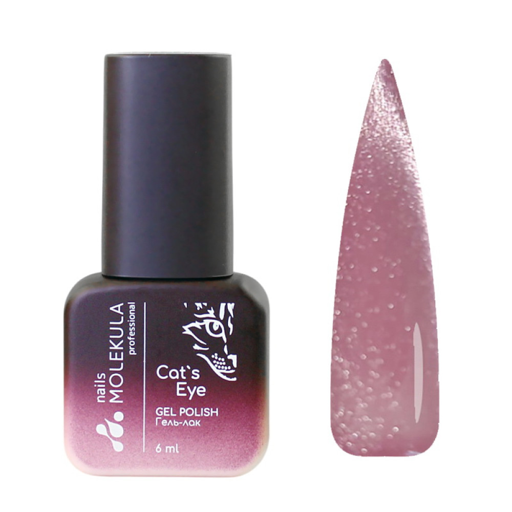 Гель-лак Nails Molekula 9D Cats Eye 915 теплый розовый с серебристым отблеском 6 мл