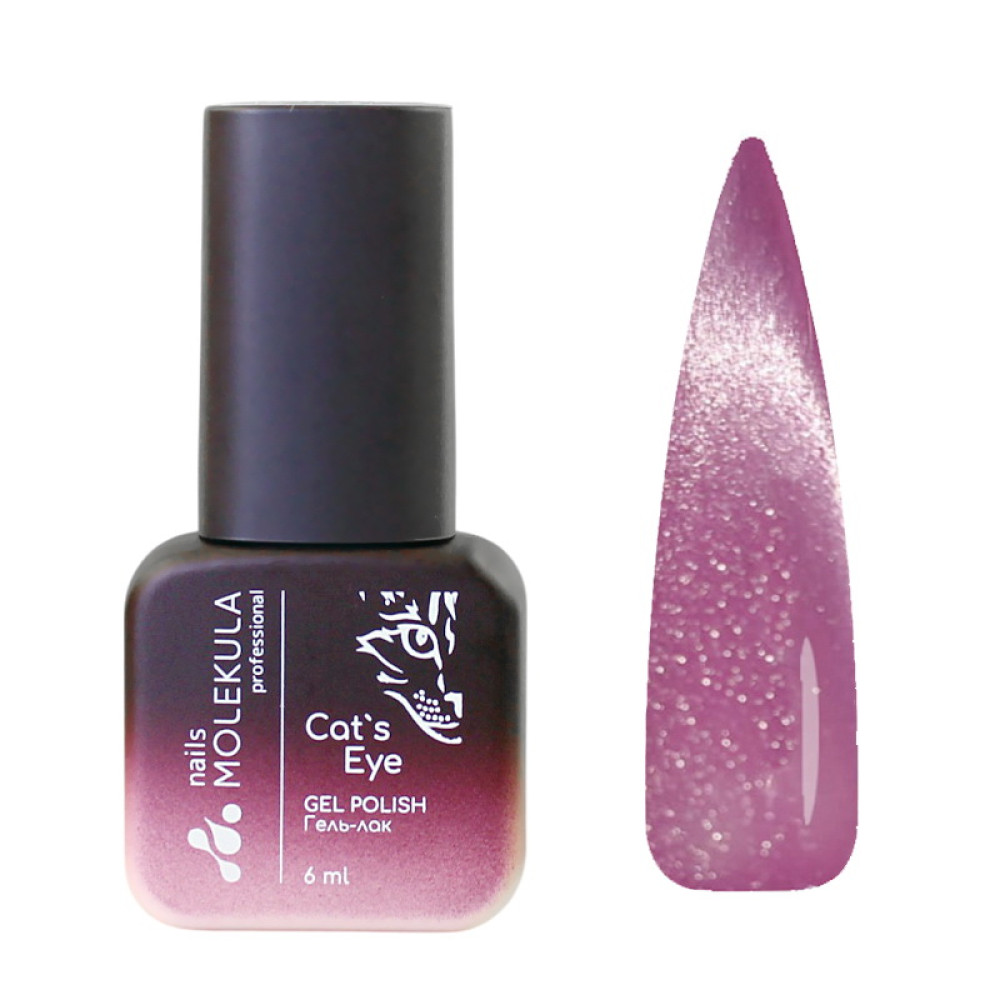 Гель-лак Nails Molekula 9D Cats Eye 916 цветочный розовый с серебристым отблеском 6 мл
