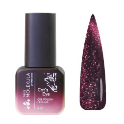 Гель-лак Nails Molekula 9D Cats Eye 919 сливово-бордовий з сріблястим відблиском 6 мл Гель-лак Nails Molekula 9D Cats Eye 919 сливово-бордовий з сріблястим відблиском 6 мл