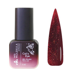 Гель-лак Nails Molekula 9D Cats Eye 920 червоний з сріблястим відблиском 6 мл Гель-лак Nails Molekula 9D Cats Eye 920 червоний з сріблястим відблиском 6 мл