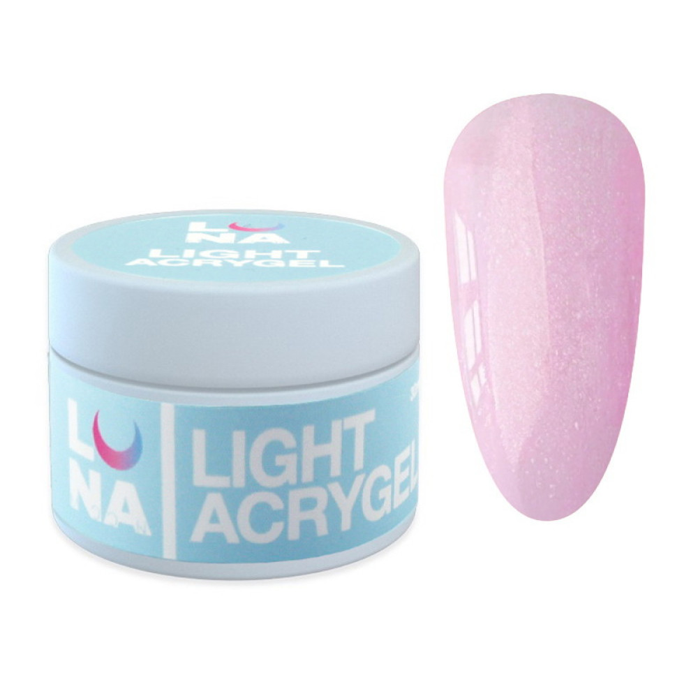Рідкий гель Luna Light Acrygel 50 для нарощування світлий рожевий зі слюдою 30 мл