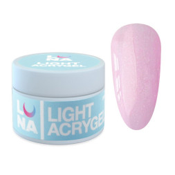 Рідкий гель Luna Light Acrygel 50 для нарощування світлий рожевий зі слюдою 30 мл