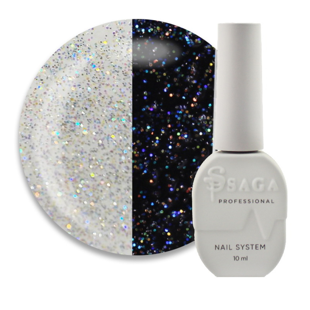 Топ для гель-лаку без липкого шару Saga Professional Top Crush 06 з кольоровими мерехтливими блискітками 9 мл