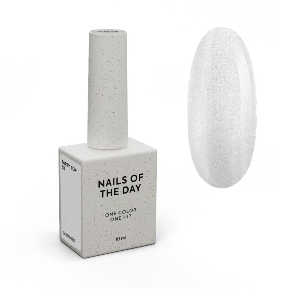 Топ для гель-лаку без липкого шару Nails Of The Day Party Top 02 прозорий з дрібним шиммером 10 мл