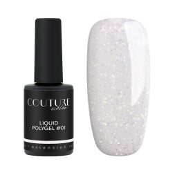 Жидкий полигель Couture Color Liquid Polygel 01 молочный с блестками и шиммером 9 мл