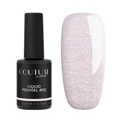 Жидкий полигель Couture Color Liquid Polygel 02 молочно-розовый с блестками и шиммером 9 мл