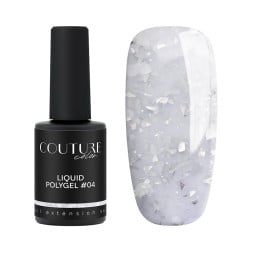 Жидкий полигель Couture Color Liquid Polygel 04 молочный с серебристой поталью 9 мл