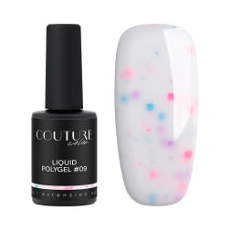Жидкий полигель Couture Color Liquid Polygel 09 молочный с цветным конфетти 9 мл