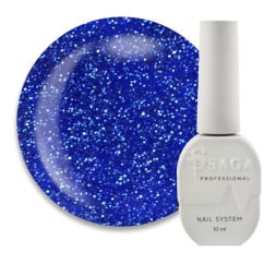 Гель-лак Saga Professional Fiery Gel 11 синій зі світловідбиваючими шимерами і блискітками 10 мл