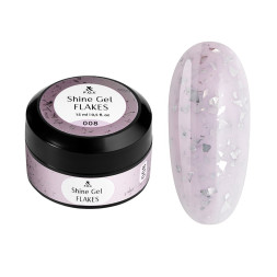 Гель F.O.X Shine Gel Flakes 008 для укрепления ногтей нюдовый с золотой поталью 15 мл