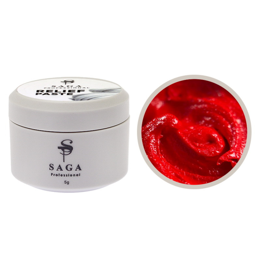 Гель-паста без липкого слоя Saga Professional Relief Paste 10 красный 5 мл