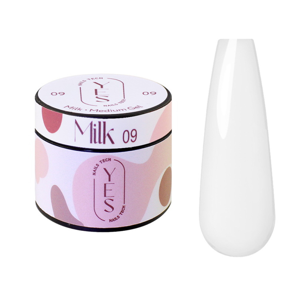 Гель для нарощування YES Medium Gel 09 Milk 15 мл