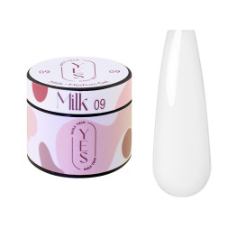 Гель для нарощування YES Medium Gel 09 Milk молочний 15 мл