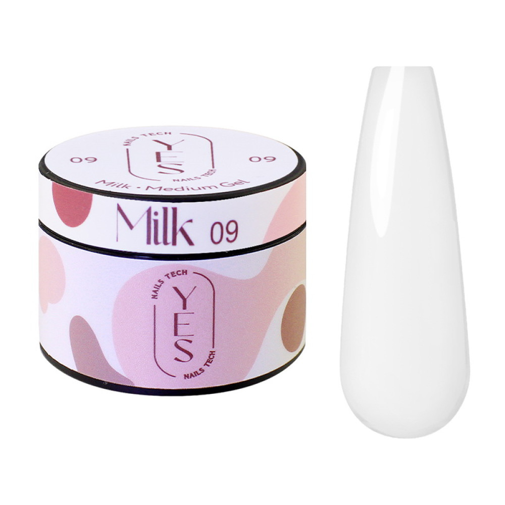 Гель для нарощування YES Medium Gel 09 Milk 30 мл