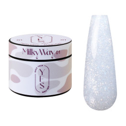 Гель для нарощування YES Flash Gel 01 MilkyWay світловідбиваючий молочний 15 мл