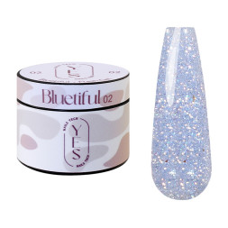 Гель для нарощування YES Flash Gel 02 Bluetiful світловідбиваючий блакитний 15 мл