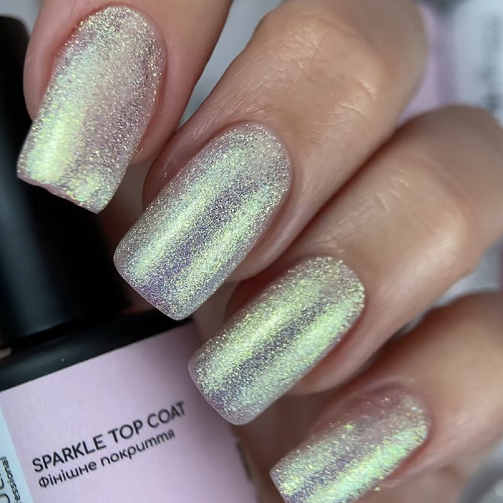 Топ для гель-лака без липкого слоя Nails Molekula Sparkle No Sticky Top ST252 с блестками золотисто-зеленый 12 мл