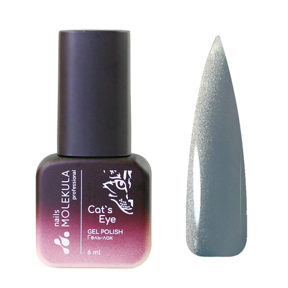 Гель-лак Nails Molekula Ceramic Cats Eye CC01 сріблястий сіро-блакитний з шимером 6 мл