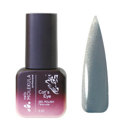 Гель-лак Nails Molekula Ceramic Cats Eye CC01 сріблястий сіро-блакитний з шимером 6 мл