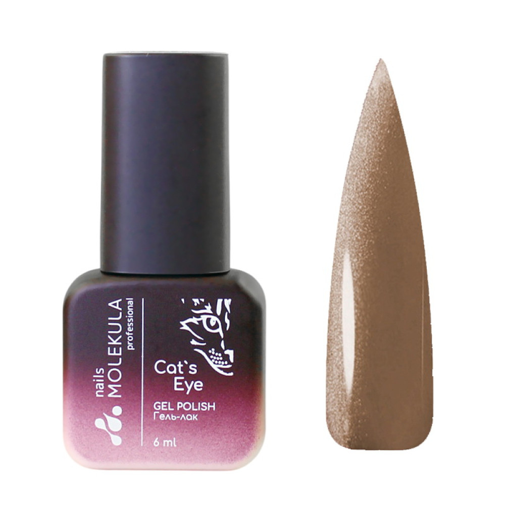 Гель-лак Nails Molekula Ceramic Cats Eye CC03 бронзово-бежевий з шимером 6 мл