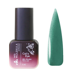 Гель-лак Nails Molekula Ceramic Cats Eye CC04 зелено-бірюзовий з шимером 6 мл