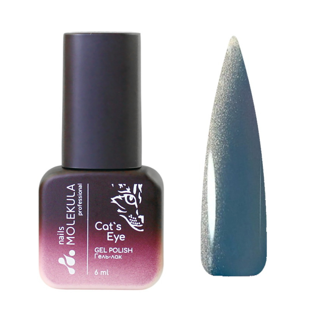 Гель-лак Nails Molekula Ceramic Cats Eye CC05 димчасто-синій з шимером 6 мл