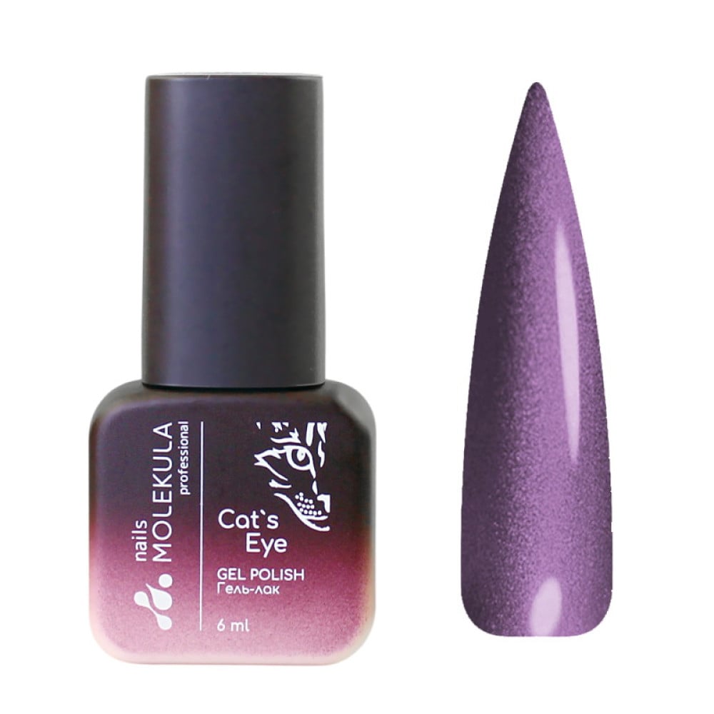 Гель-лак Nails Molekula Ceramic Cats Eye CC08 фіолетовий з шимером 6 мл